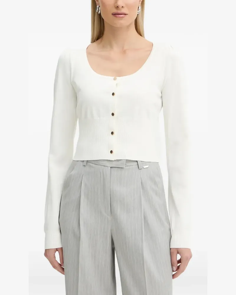 Fracomina Cardigan mit rundem Ausschnitt - Weiß Weiß