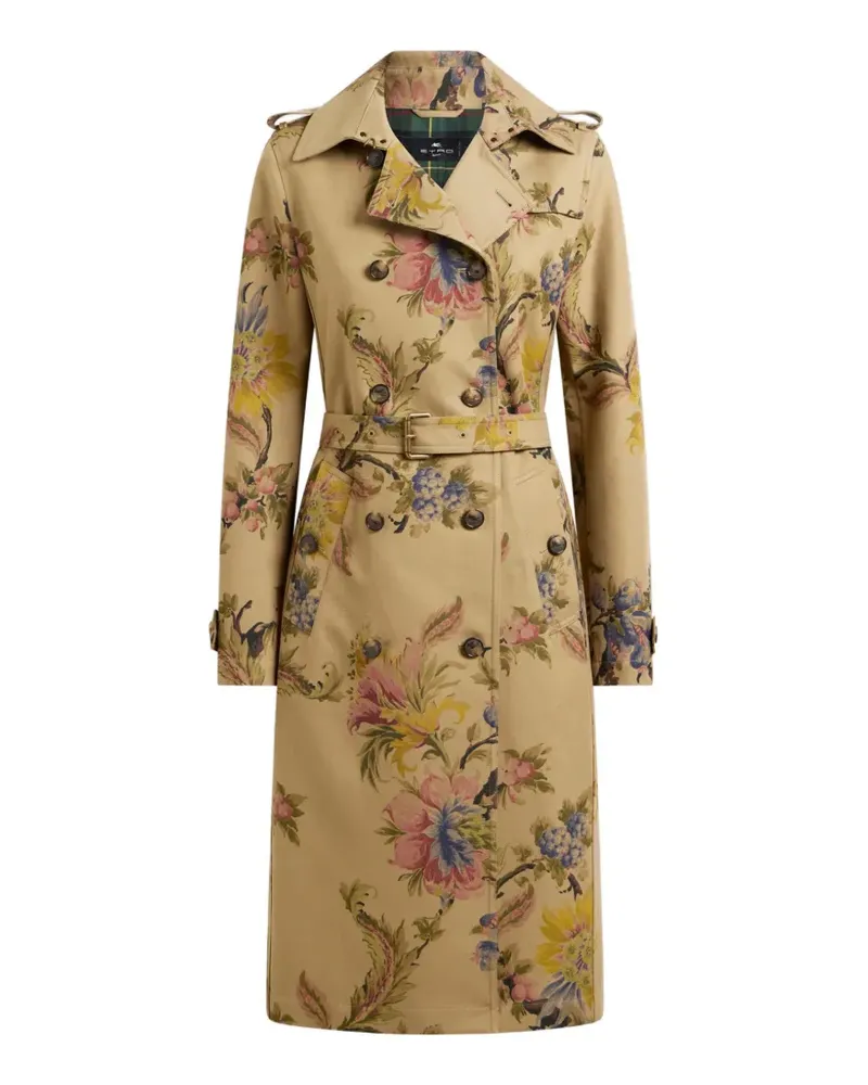 Etro Trenchcoat aus Baumwoll-Gabardine mit Blumenmotiv - Nude Nude