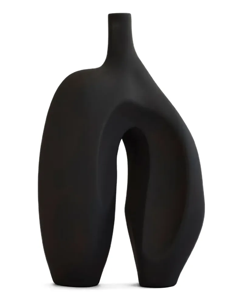 101 Copenhagen Mittelgroße Ni Vase mit abstrakter Form (43cm x 21cm) - Schwarz Schwarz