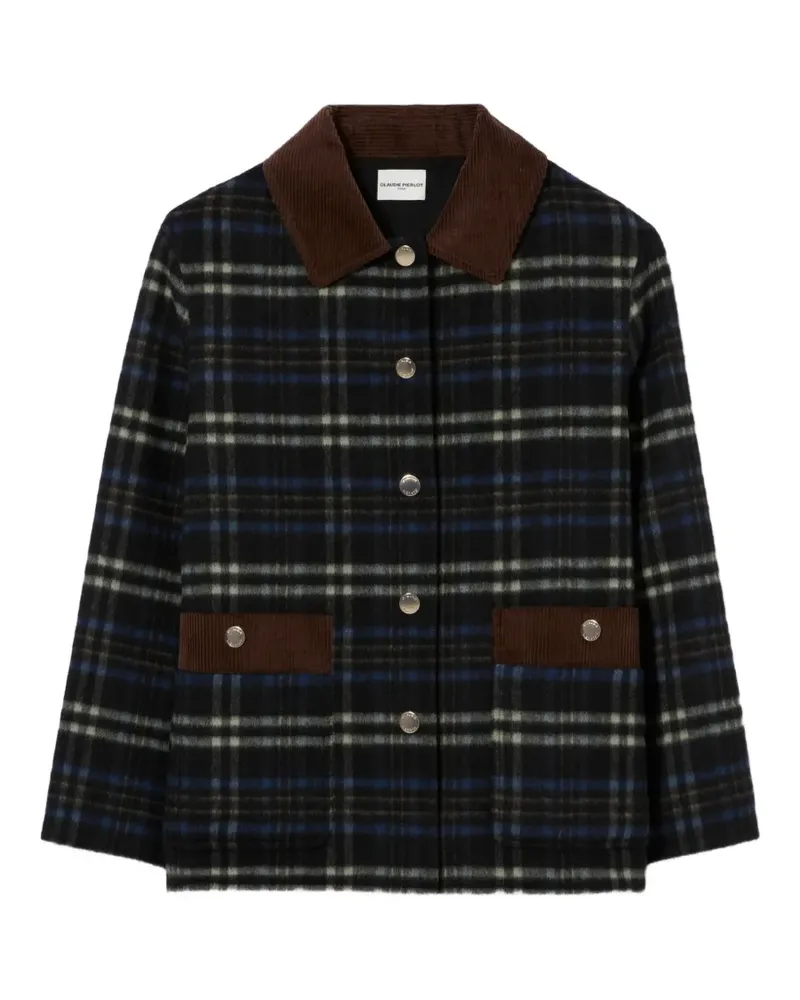 Claudie Pierlot Karierter Mantel - Schwarz Schwarz