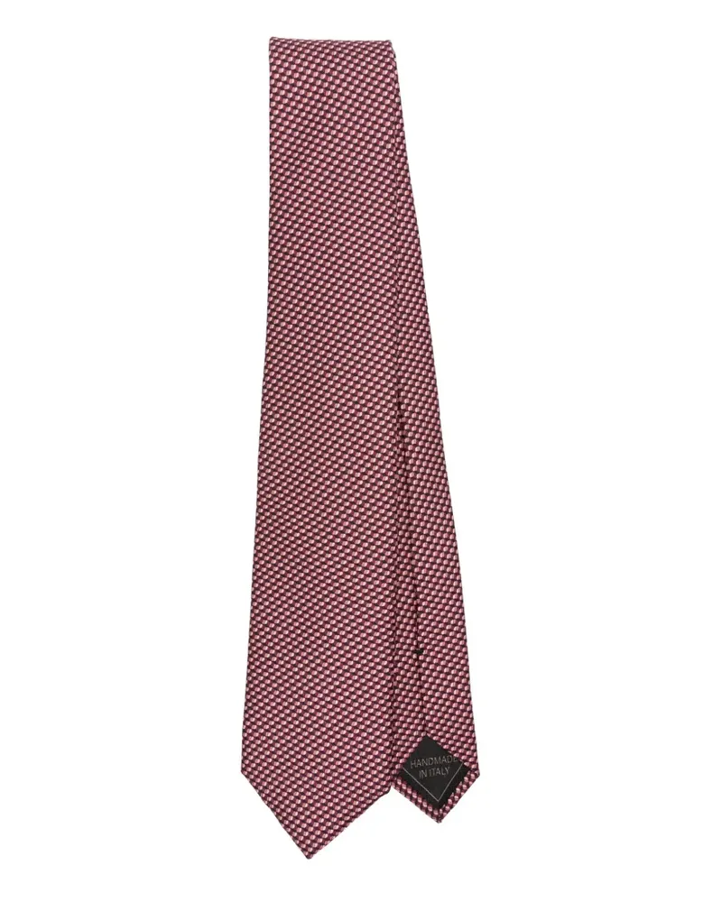 Brioni Geometrisch gemusterte Seidenkrawatte - Rot Rot
