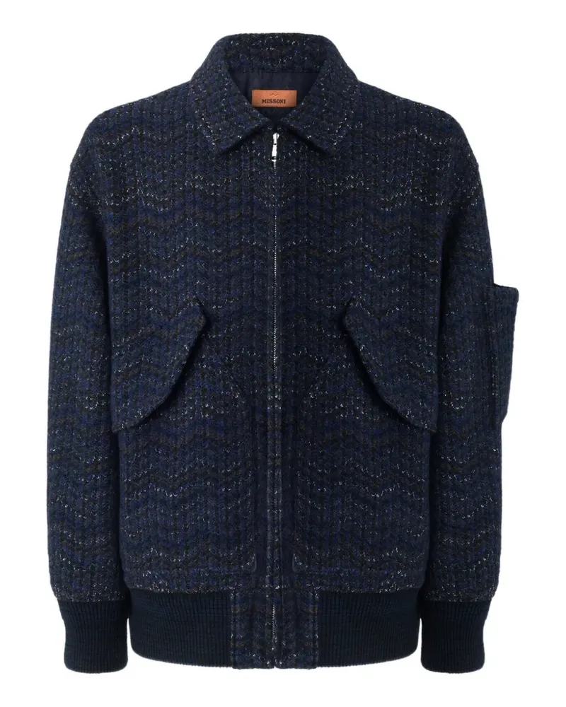 Missoni Zigzag-knit bomber jacket - Blau Blau