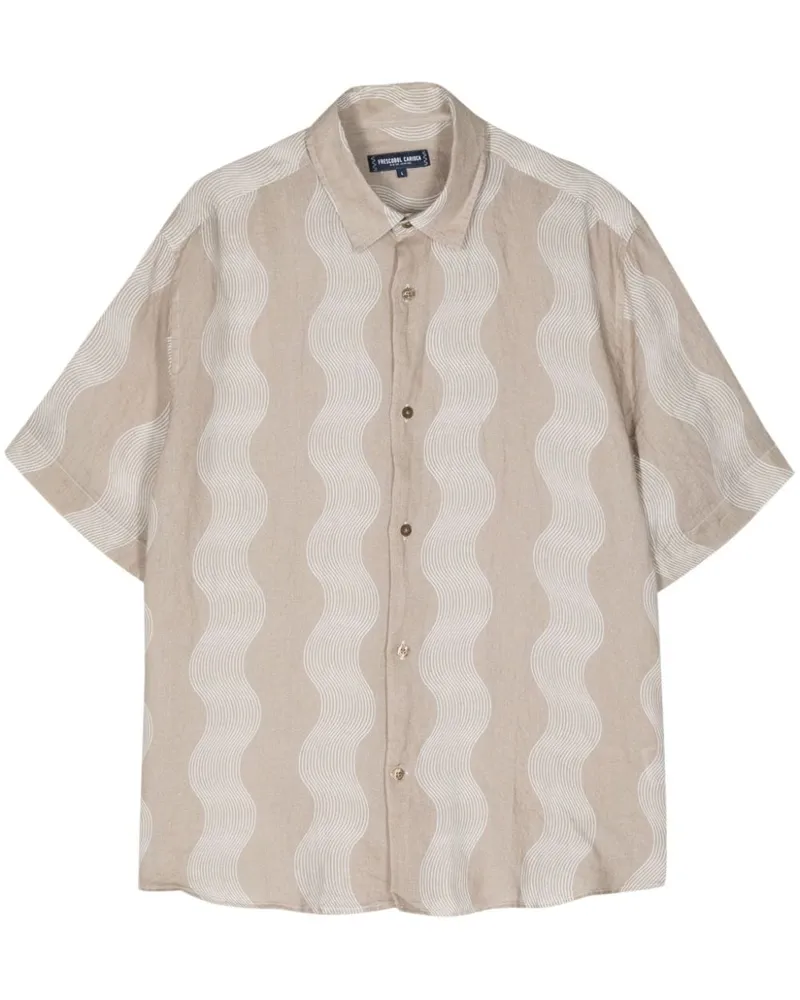 Frescobol Carioca Cabana Stripe Castro Hemd aus Leinen - Nude Nude