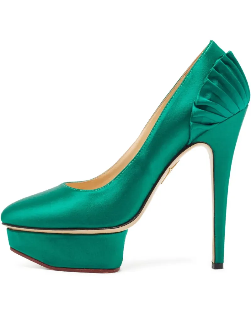 Charlotte Olympia Pre-owned Plateau-Pumps aus Satin 140mm - Grün Grün
