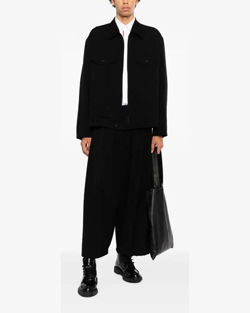 Yohji Yamamoto zip-up shirt jacket - Schwarz Schwarz