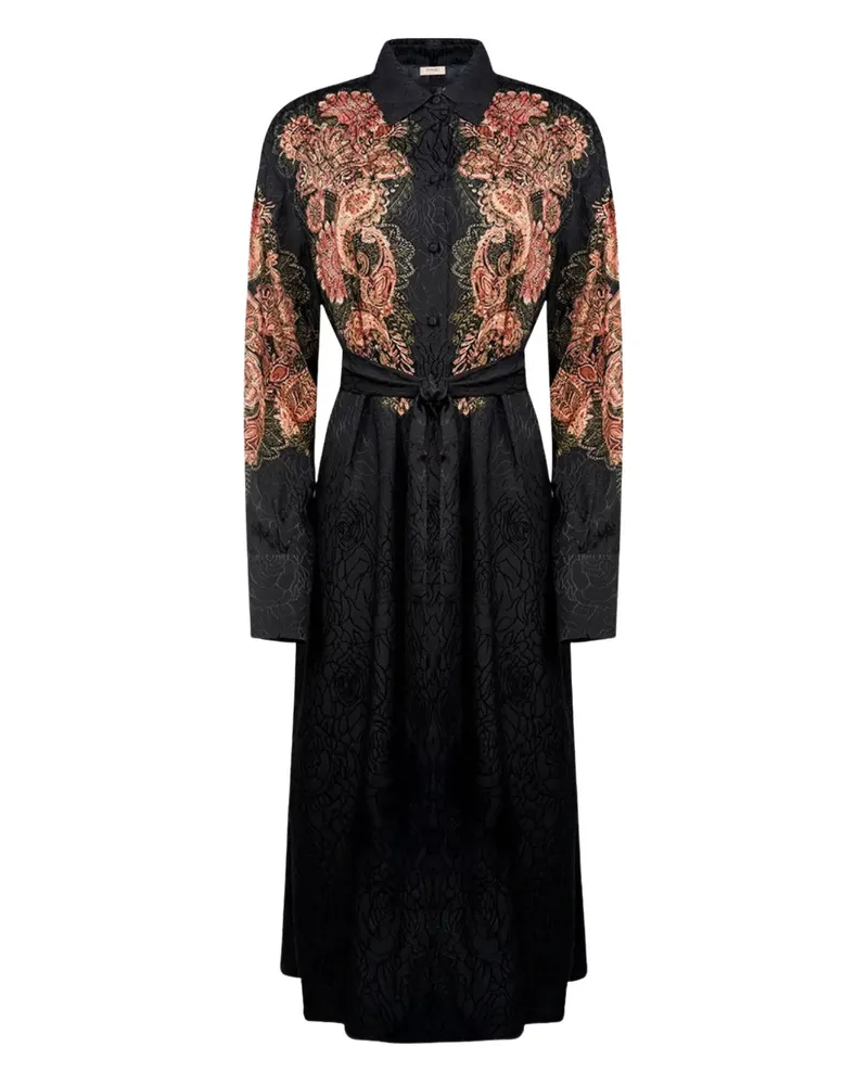Twin-Set paisley tie-waist midi dress - Schwarz Schwarz