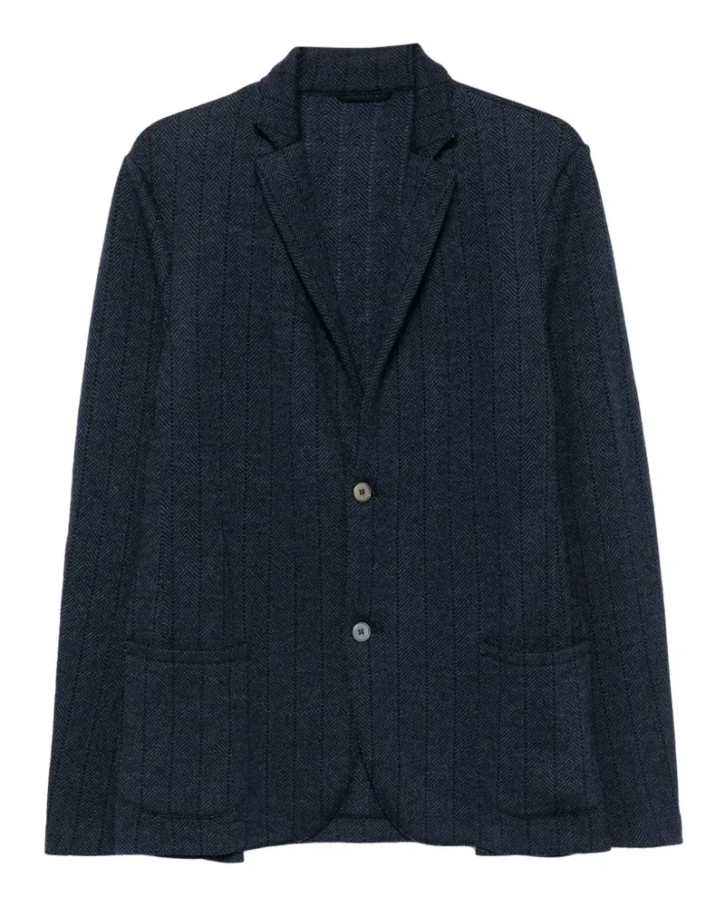 Gran Sasso herringbone-knit single-breasted wool blazer - Blau Blau