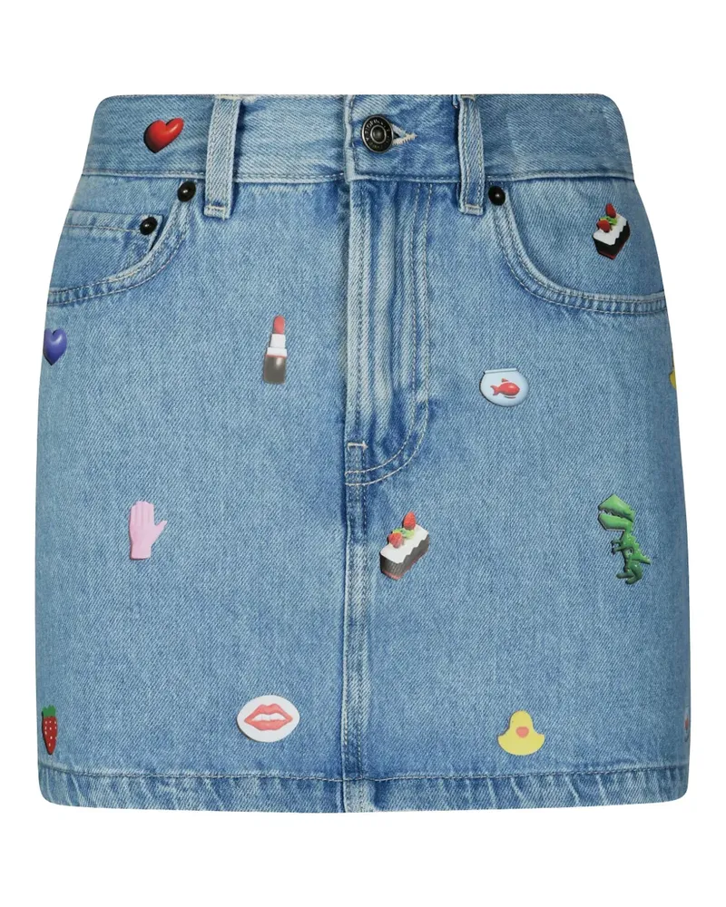 Fiorucci Jeansrock mit grafischer Applikation - Blau Blau