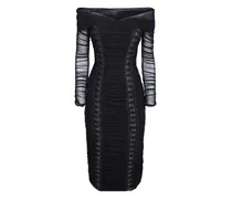 Midikleid mit Raffungen - Schwarz