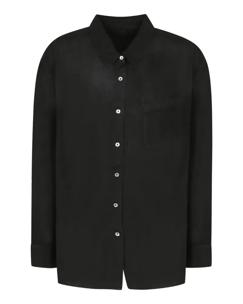 120% Lino chest-pocket button-up shirt - Schwarz Schwarz