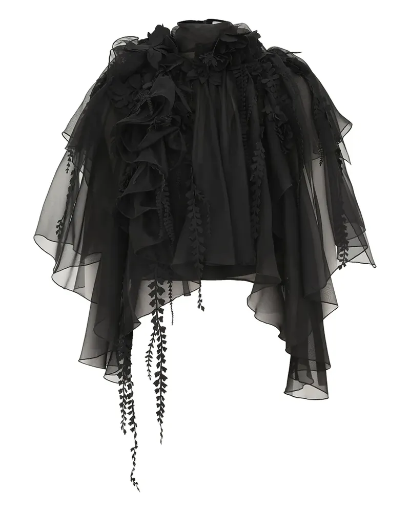 Zimmermann floral-embellished ruffled blouse - Schwarz Schwarz