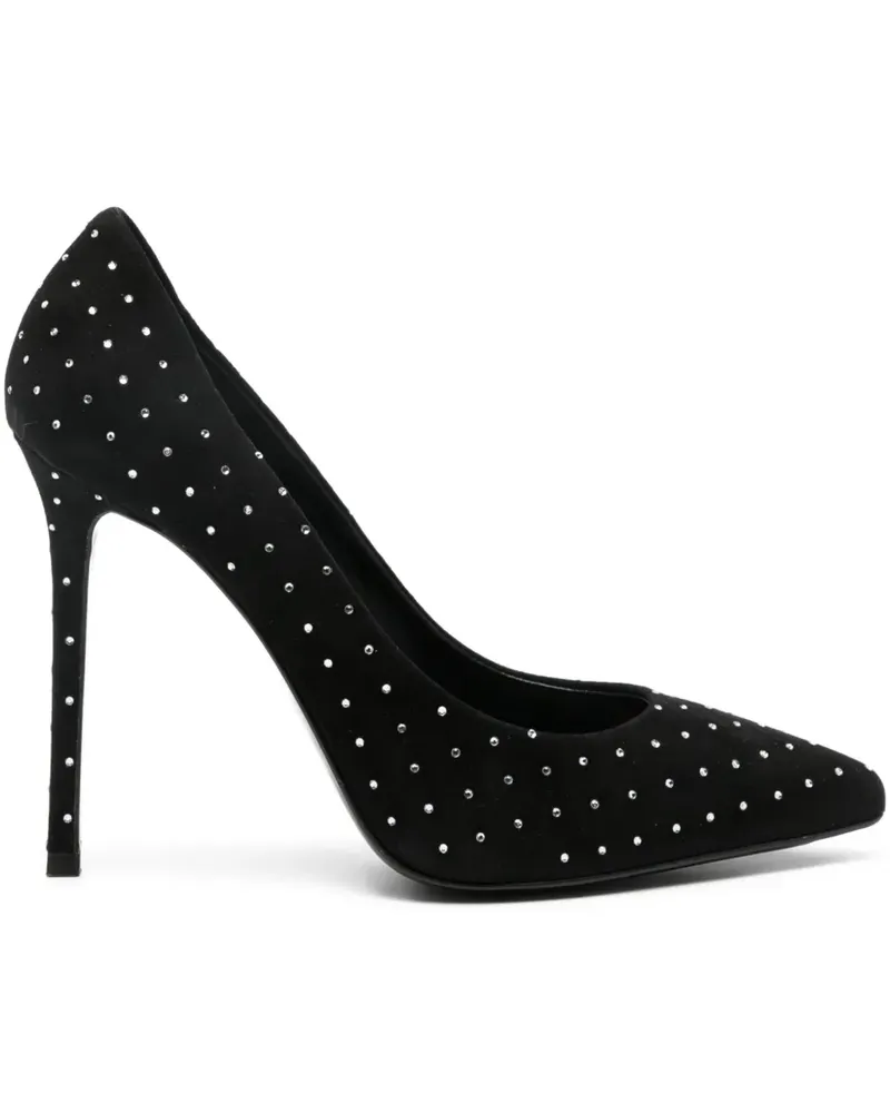 Le Silla Wildlederpumps mit Kristallen 120mm - Schwarz Schwarz
