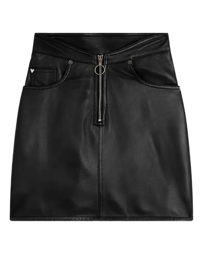 Fiorucci leather zippered mini skirt - Schwarz Schwarz