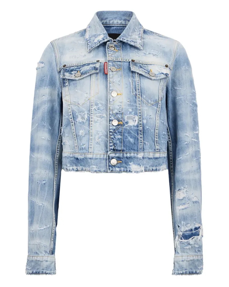 Dsquared2 Jeansjacke im Distressed-Look - Blau Blau
