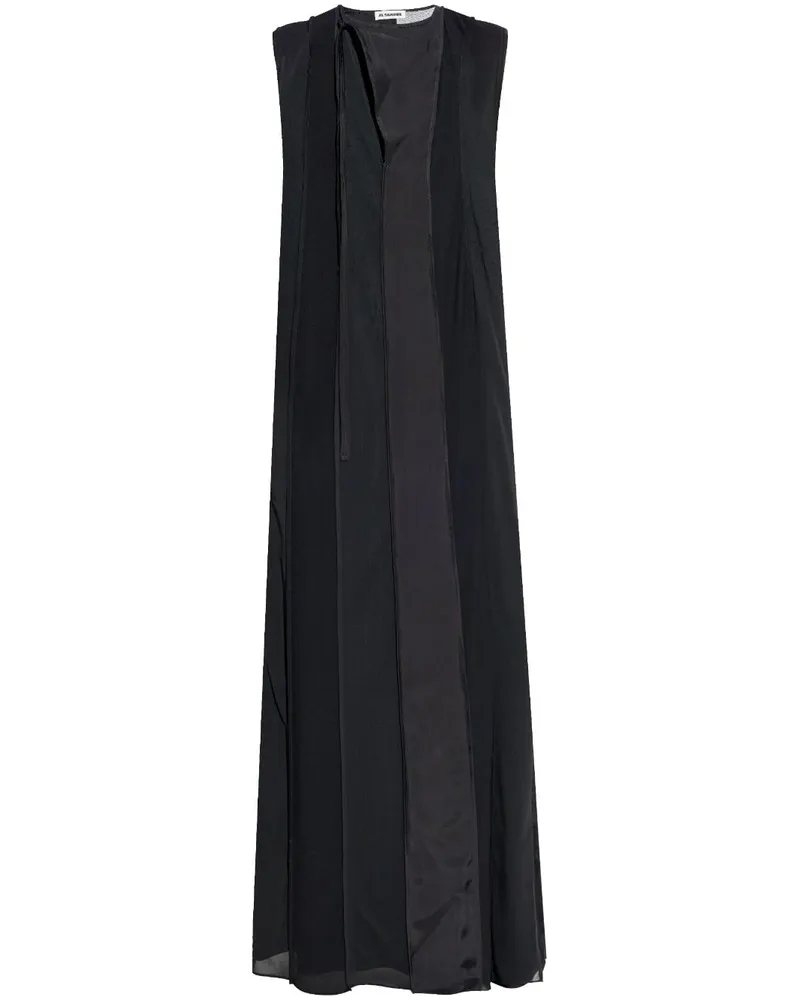 Jil Sander Maxikleid mit Kontrasteinsatz - Schwarz Schwarz