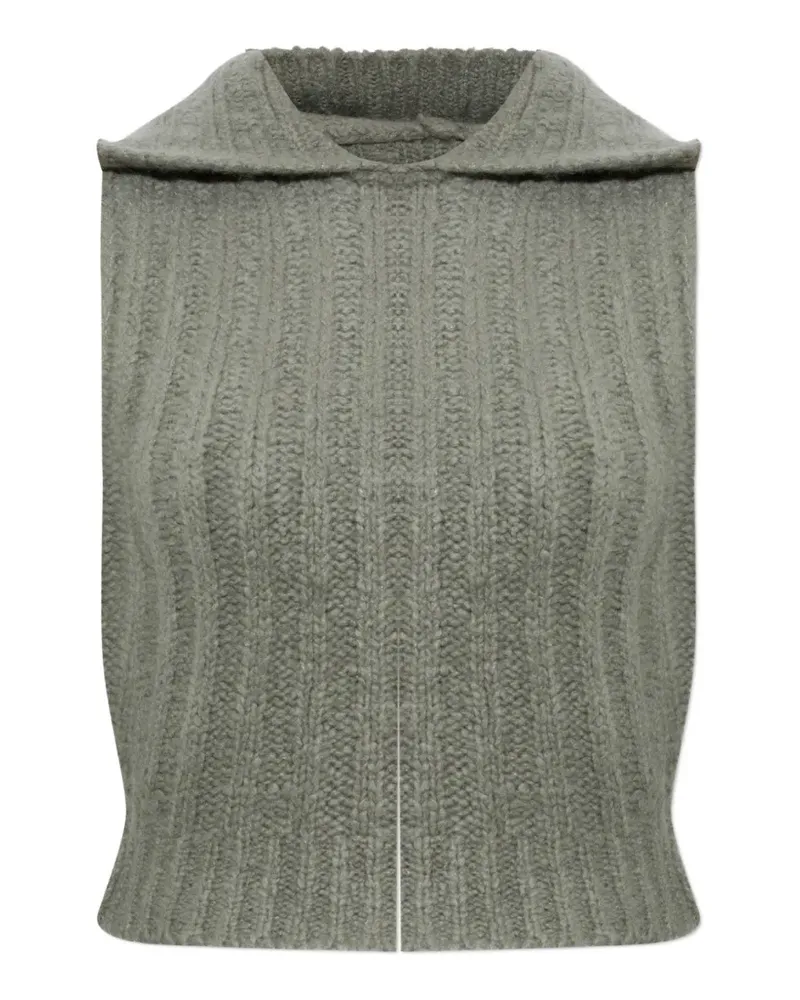 Rick Owens Ärmelloser Rippstrickpullover mit Kapuze - Grau Grau