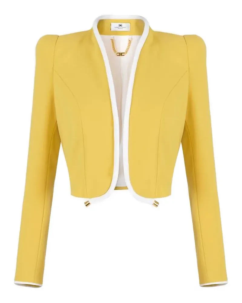 Elisabetta Franchi contrast-trim cropped jacket - Gelb Gelb