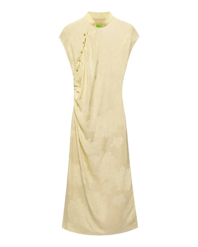 Shanghai Tang patterned-jacquard Qipao dress - Nude Nude