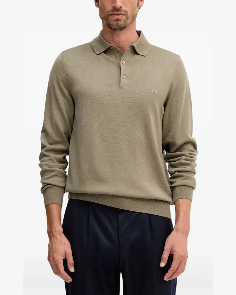 HUGO BOSS Langärmeliges Poloshirt - Grün Grün