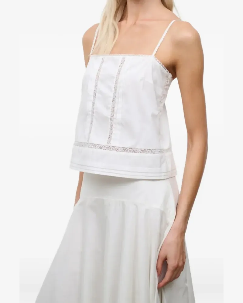 STAUD Corinna lace-trim top - Weiß Weiß