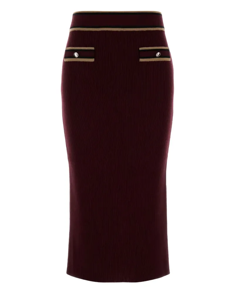 Alessandra Rich ribbed-knit midi skirt - Rot Rot