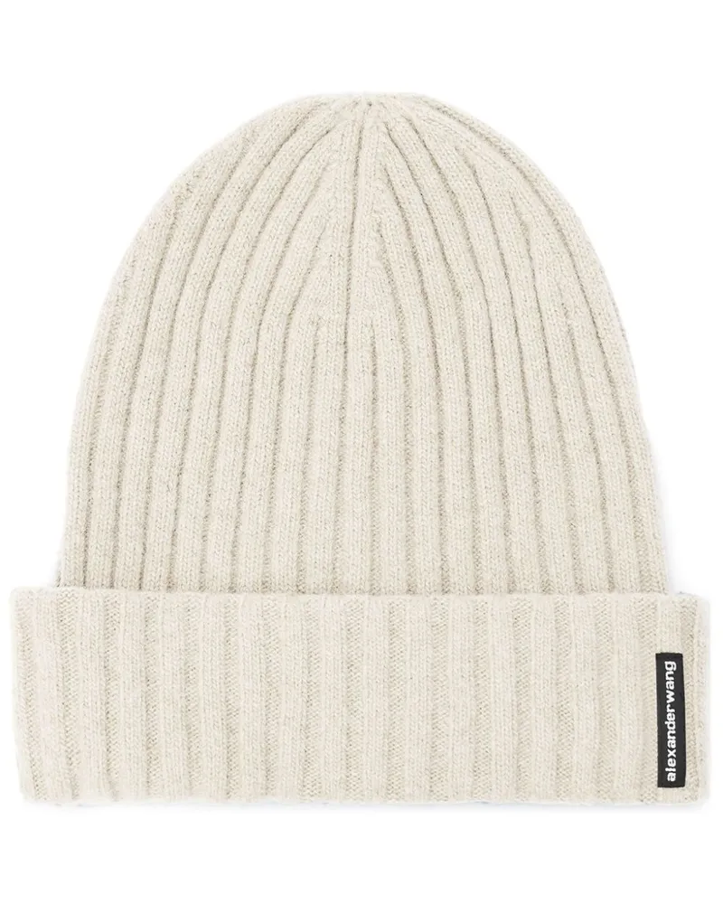 Alexander Wang Gerippte Beanie mit Logo-Detail - Weiß Weiß