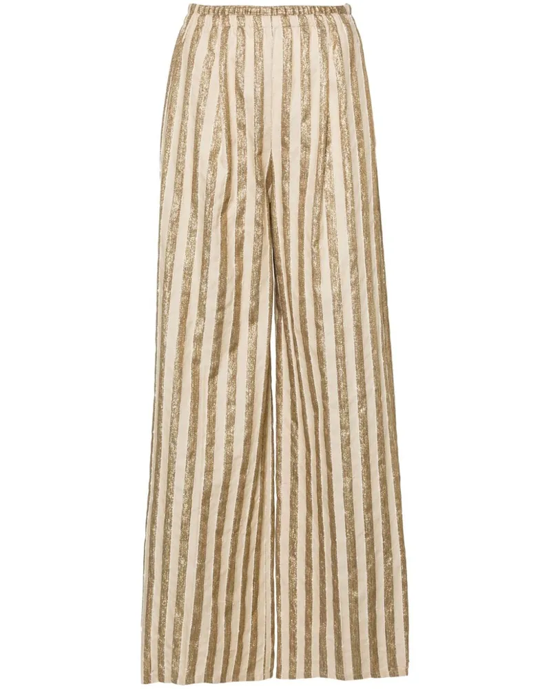forte_forte Gestreifte Wide-Leg-Hose - Gold Gold