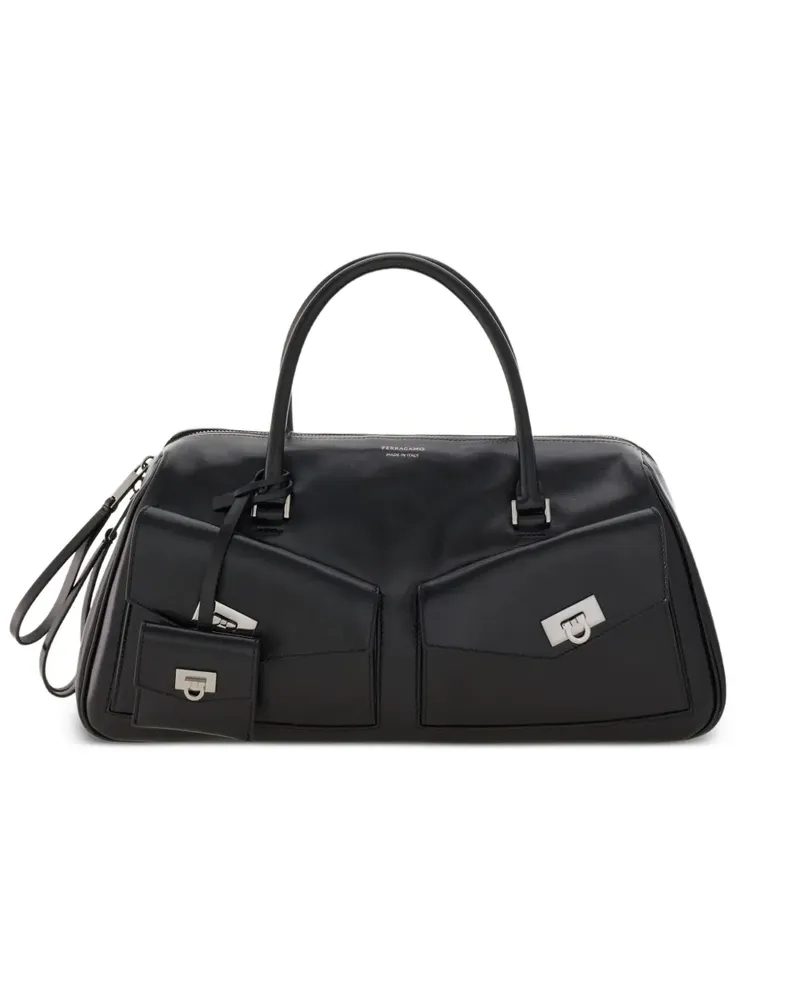 Ferragamo Mittelgroßer Tote Bag mit Klappentaschen - Schwarz Schwarz