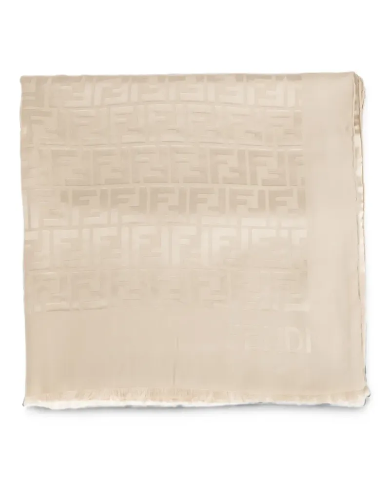 Fendi Jacquard-Schal mit Logo - Nude Nude