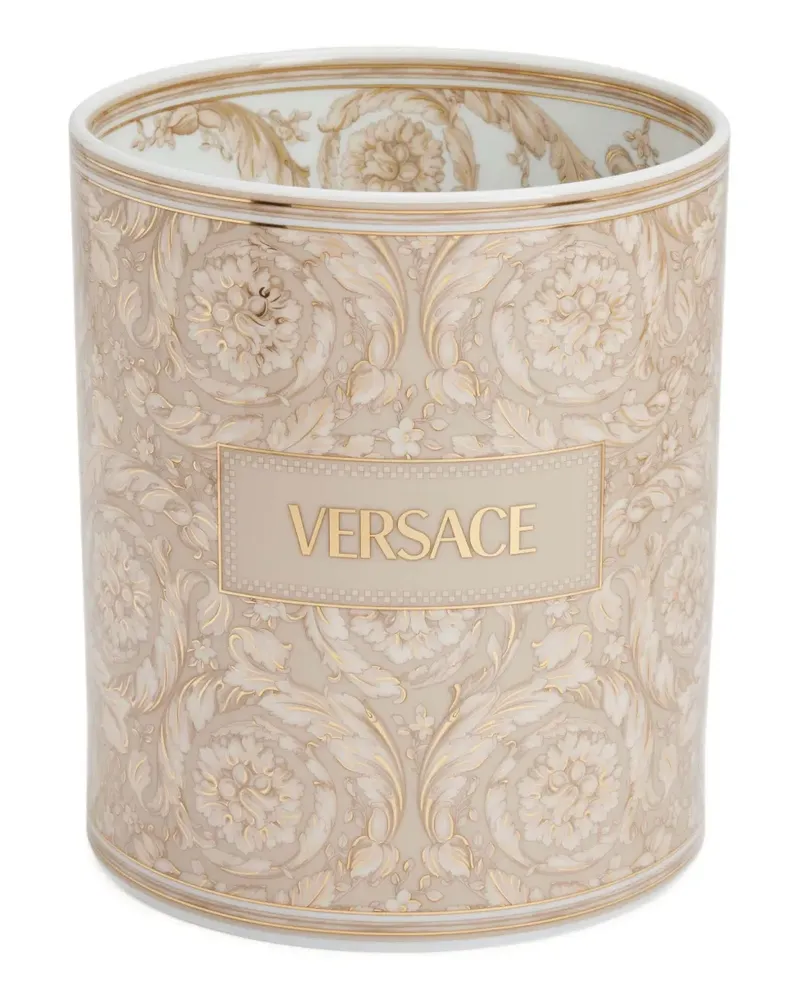 Versace Kleine runde Barocco Vase (15cm x 18cm) - Weiß Weiß