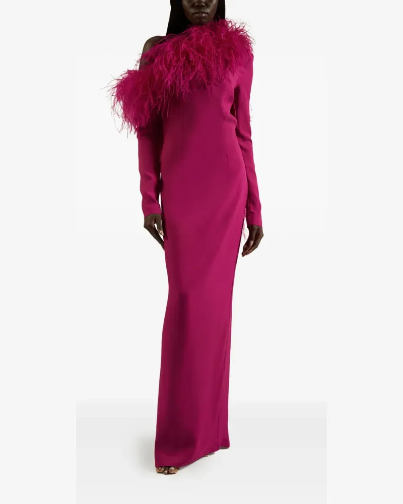 Taller Marmo Asymmetrisches Kleid mit Federbesatz - Rosa Rosa