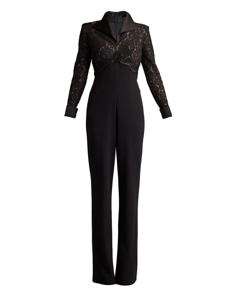 Tadashi Shoji Jumpsuit mit Spitzeneinsätzen - Schwarz Schwarz