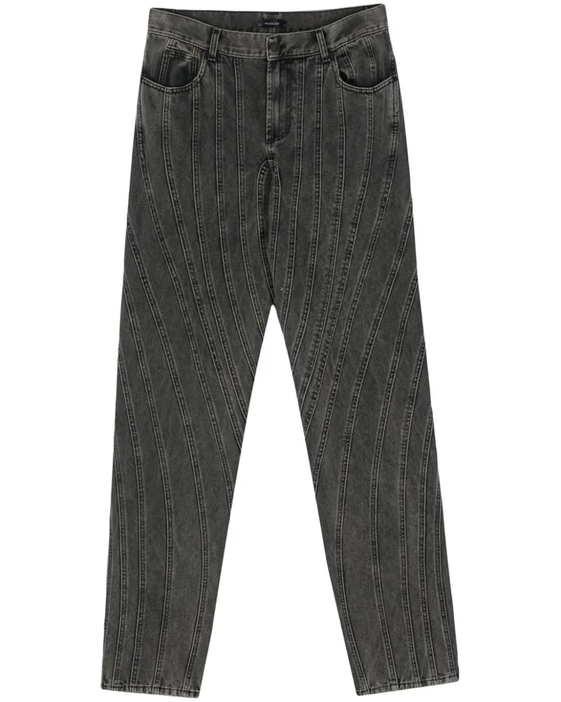 Thierry Mugler Jeans mit Einsätzen - Schwarz Schwarz