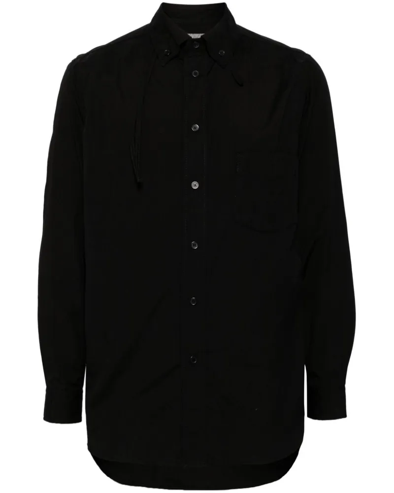 Yohji Yamamoto Popeline-Hemd mit Zierkette - Schwarz Schwarz