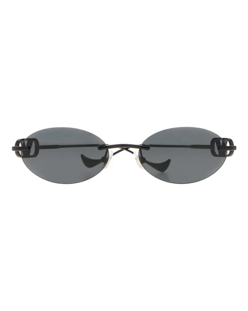 Valentino Garavani Sonnenbrille mit ovalem Gestell - Schwarz Schwarz
