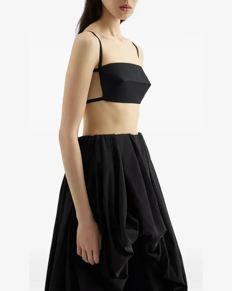 Jil Sander Oberteil aus Seiden-Faille - Schwarz Schwarz