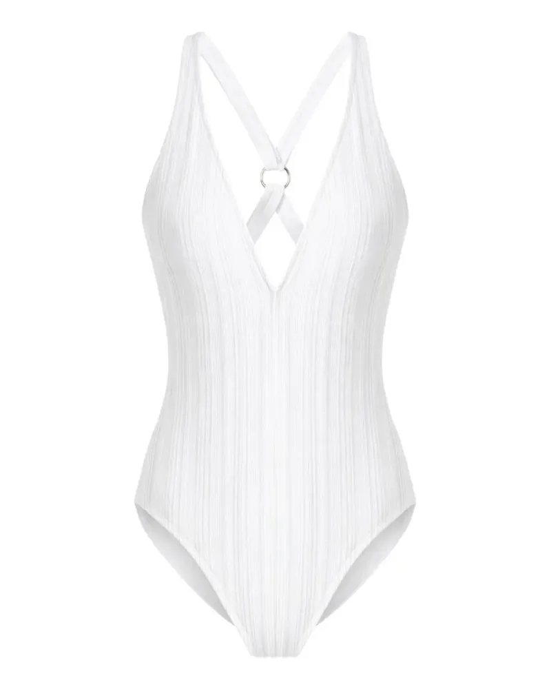 Michael Kors cross-back-ring swimsuit - Weiß Weiß