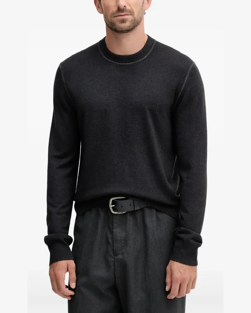 HUGO BOSS Pullover mit Rundhalsausschnitt - Schwarz Schwarz
