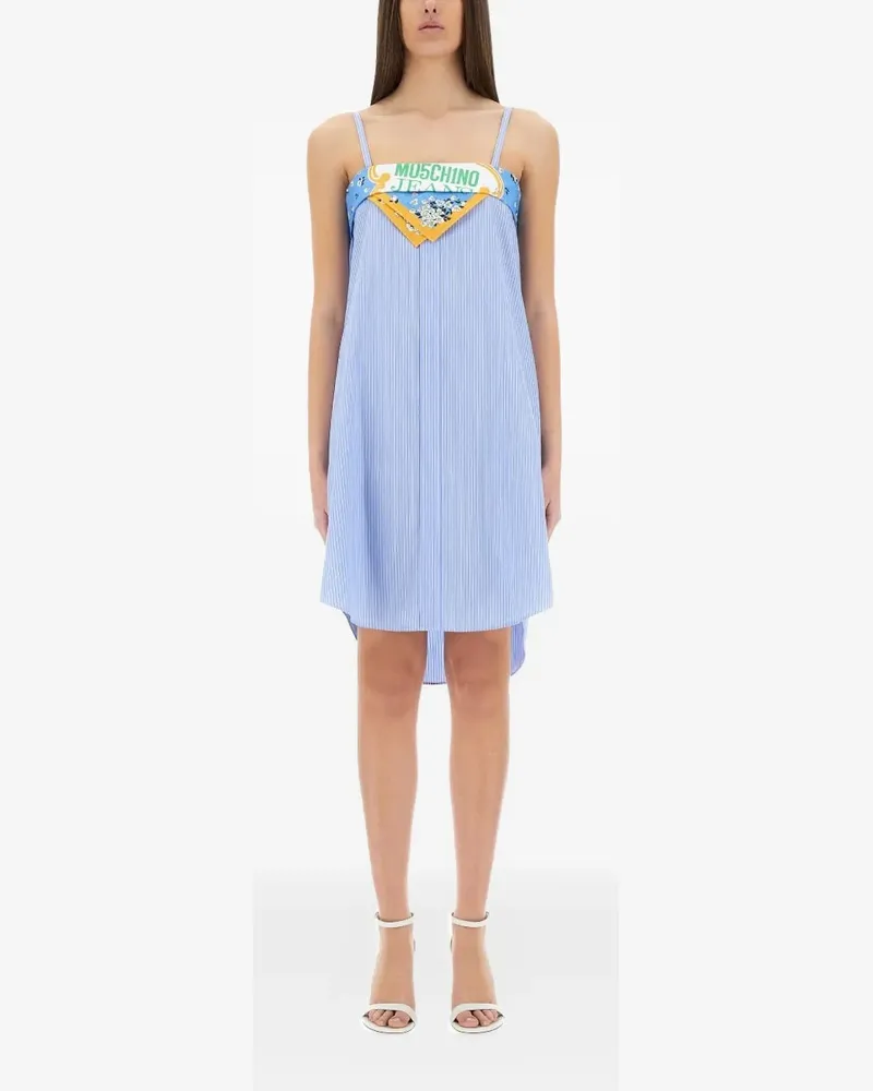 Moschino striped-pattern midi dress - Blau Blau