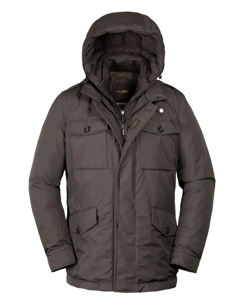 MOORER Isac hooded pocket jacket - Braun Braun