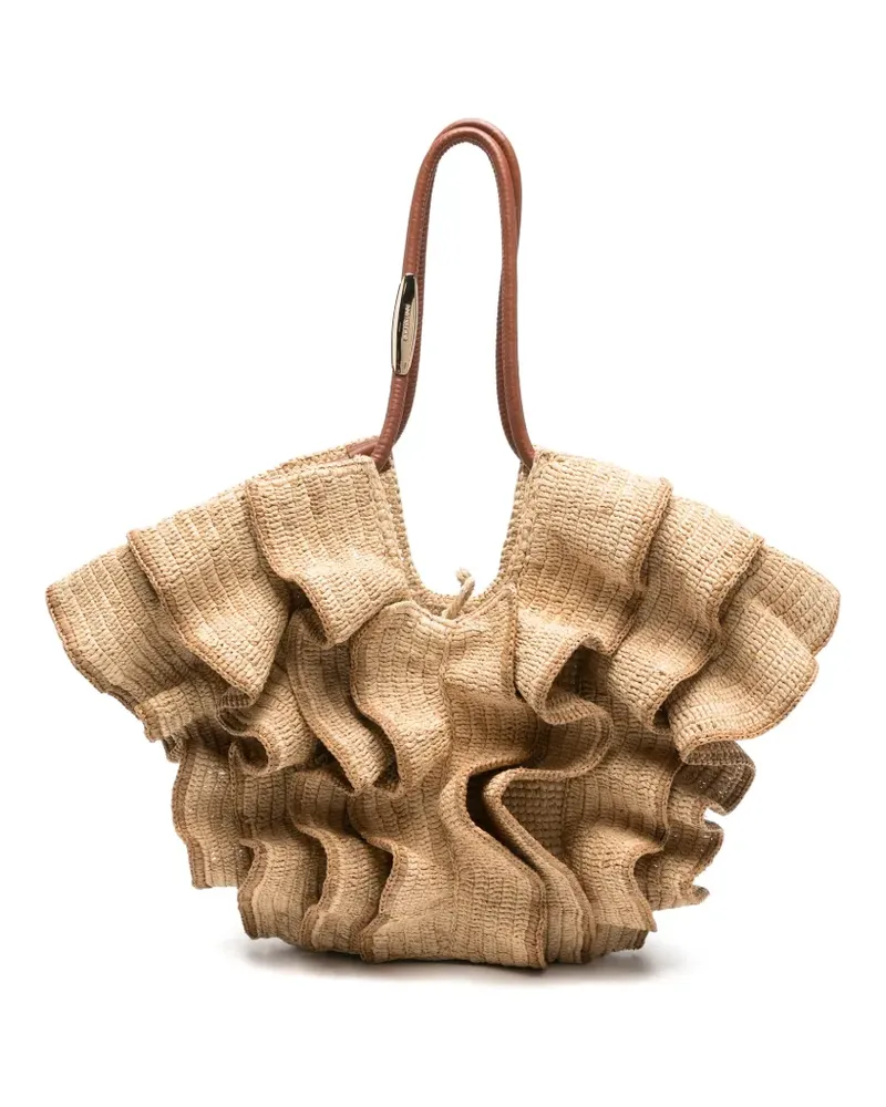 Zimmermann medium Goldentime ruffled-detail tote bag - Nude Nude