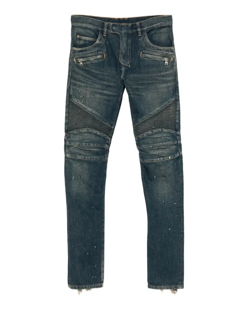 Balmain Biker distressed jeans - Blau Blau