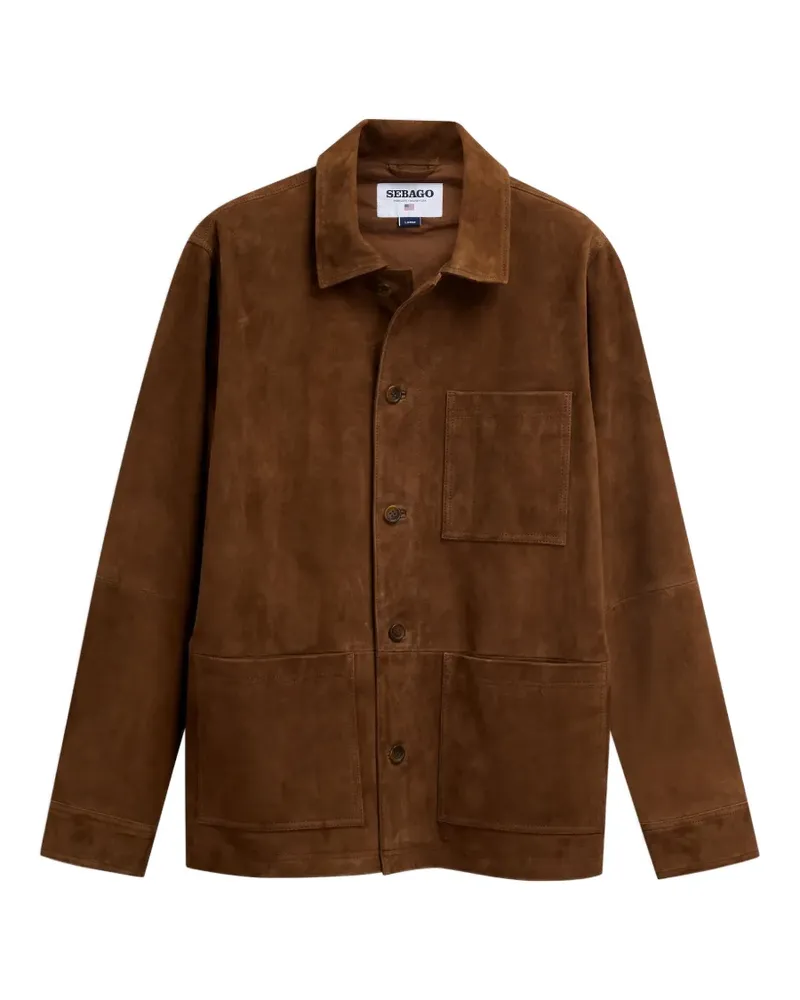 Sebago patch-pocket buttoned leather jacket - Braun Braun