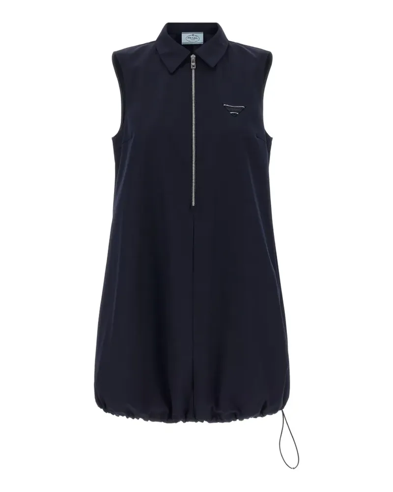 Prada triangle-logo half-zip dress - Blau Blau
