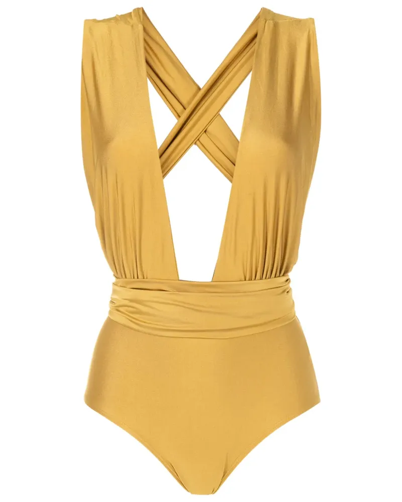 Lenny Niemeyer Geschnürter Badeanzug mit tiefem Ausschnitt - Gelb Gelb