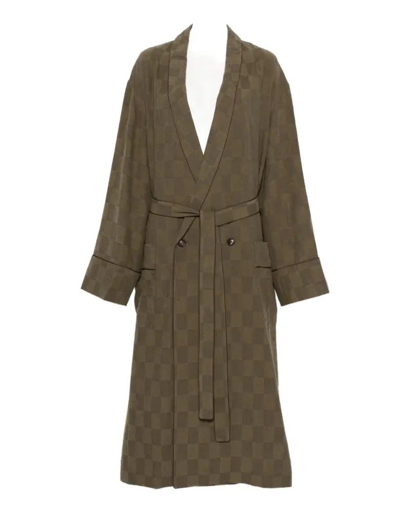 Ziggy Chen checked belted double-breasted coat - Grün Grün