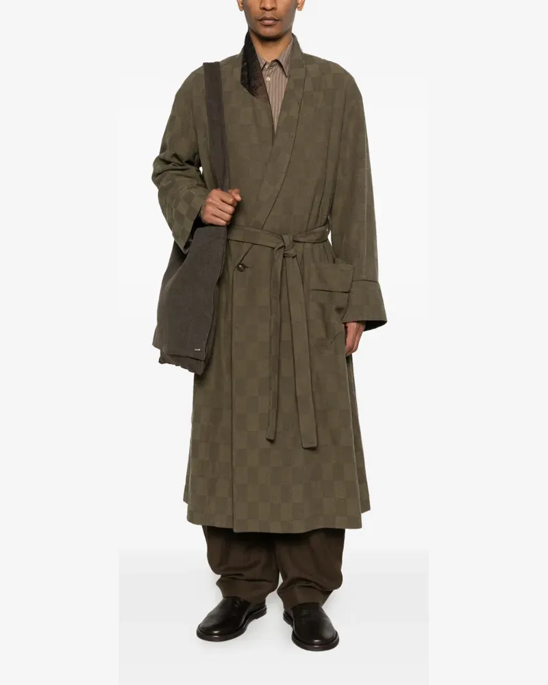 Ziggy Chen checked belted double-breasted coat - Grün Grün