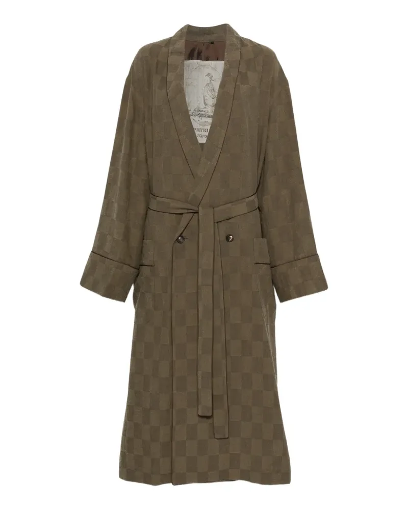 Ziggy Chen Doppelreihiger Mantel mit Karomuster - Grün Grün