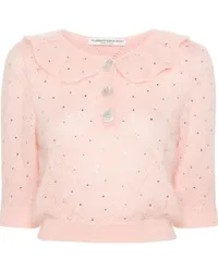 Alessandra Rich Cropped-Bluse mit Kristallen Rosa