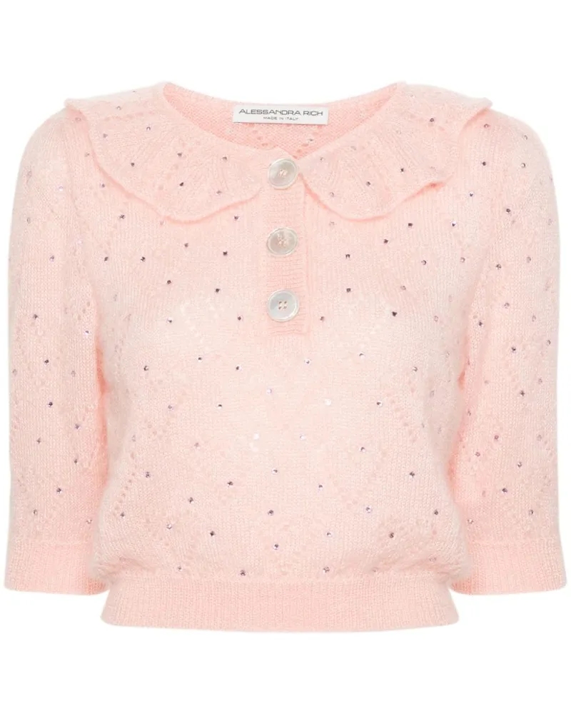 Alessandra Rich Cropped-Bluse mit Kristallen - Rosa Rosa